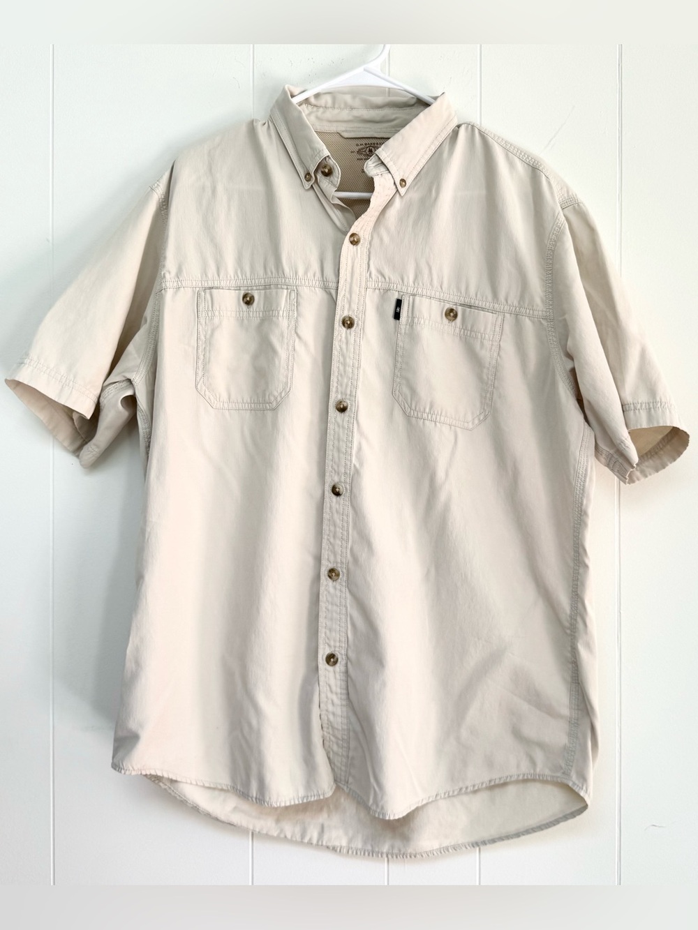 G.H. Bass & Co. Men's Explorer Point Collar Short Sleeve Fishing Shirt L UPF 40